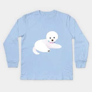 Pom Pom bichon Kids Long Sleeve T-Shirt